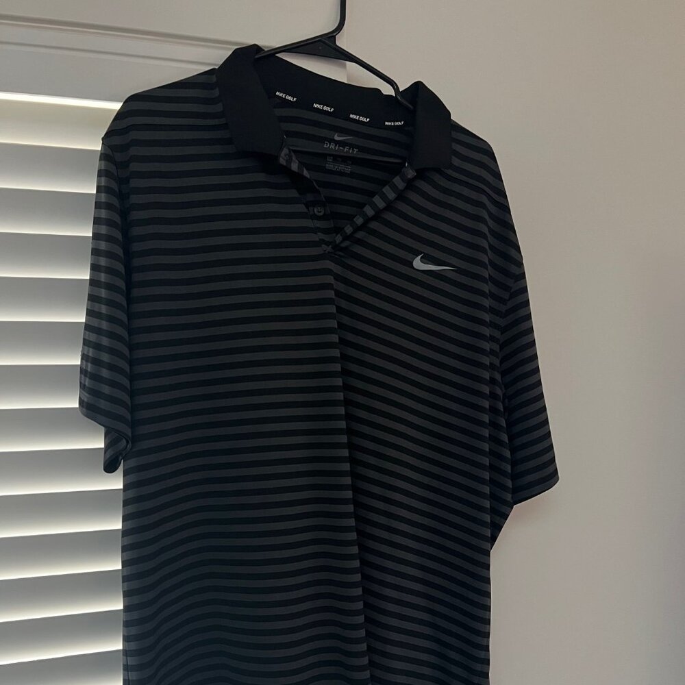 Nike Men's Dri-Fit Short Sleeve Striped Polo Shirt / XXL / Black & Gray